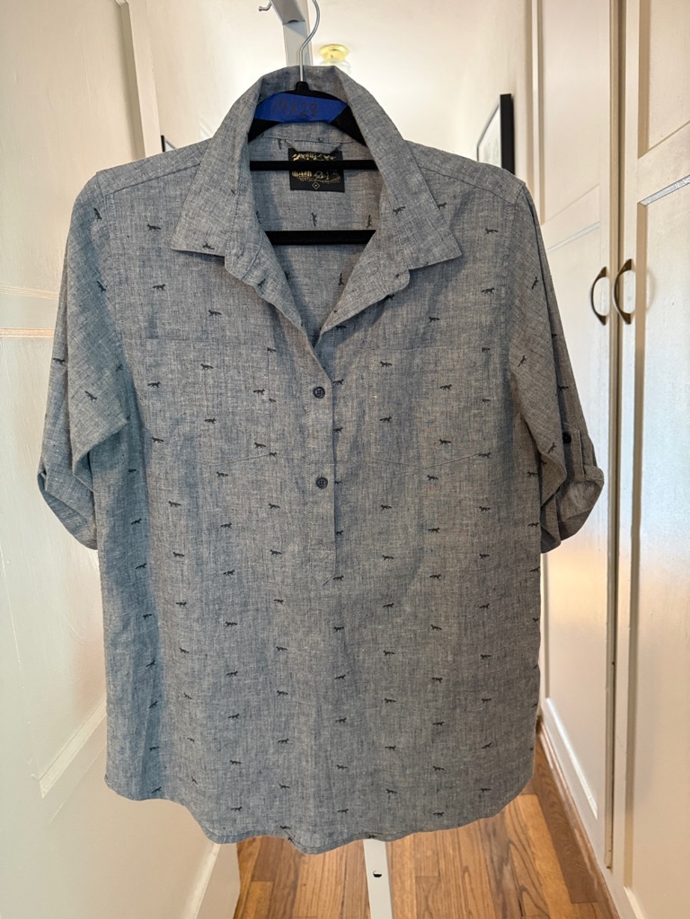 Short-Sleeve Hemp Blend Shirt Fox Print